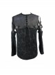 Punk Style Irregular Stretch Jacquard Knitted Fabric Chest Heat Seal With Eyelet Lace Up Design Black Detachable Short Sleeved T-Shirt