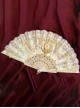 Retro European Palace Style White Pearl Flower Wedding Tea Party Classic Lolita Mesh Yarn Lace Fan