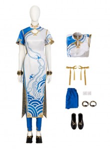 Game Street Fighter 6 Halloween Cosplay Chun-Li Outfit Costume Cheongsam Full Set