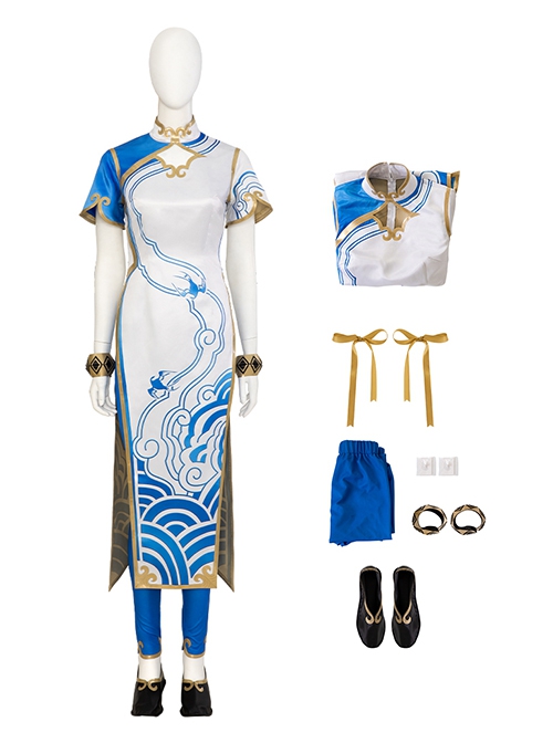 Game Street Fighter 6 Halloween Cosplay Chun-Li Outfit Costume Cheongsam Full Set