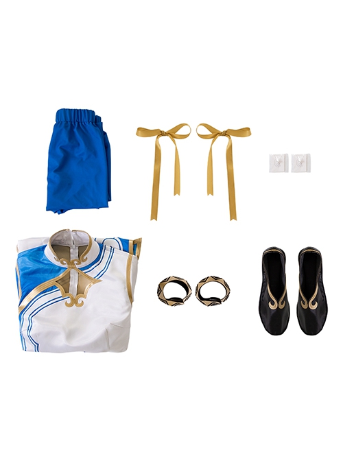 Game Street Fighter 6 Halloween Cosplay Chun-Li Outfit Costume Cheongsam Full Set