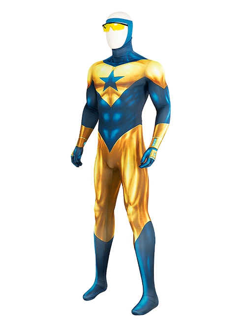 Comics Booster Gold Halloween Cosplay Michael Jon Carter Costume Bodysuit Set