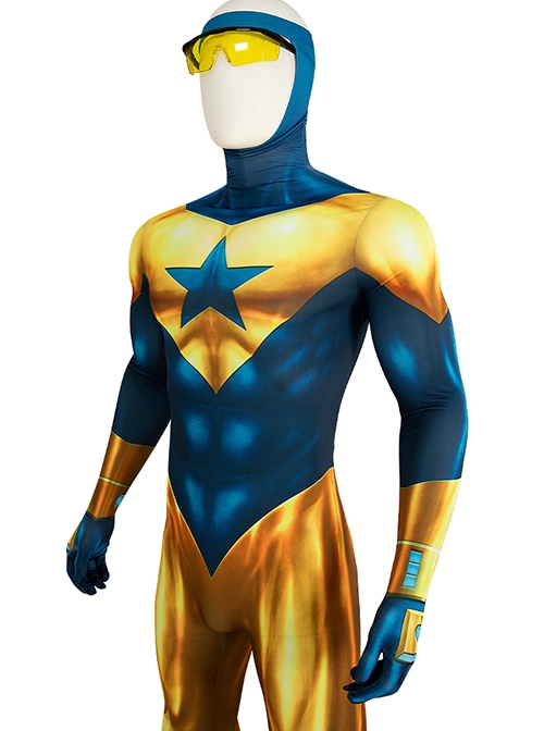 Comics Booster Gold Halloween Cosplay Michael Jon Carter Costume Bodysuit Set