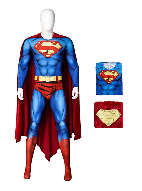 Superman Comic Version Halloween Cosplay Superman Bodysuit Costume Set