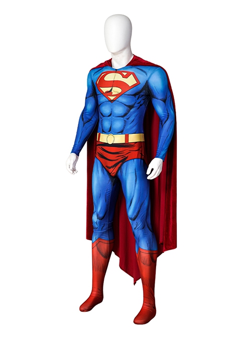 Superman Comic Version Halloween Cosplay Superman Bodysuit Costume Set