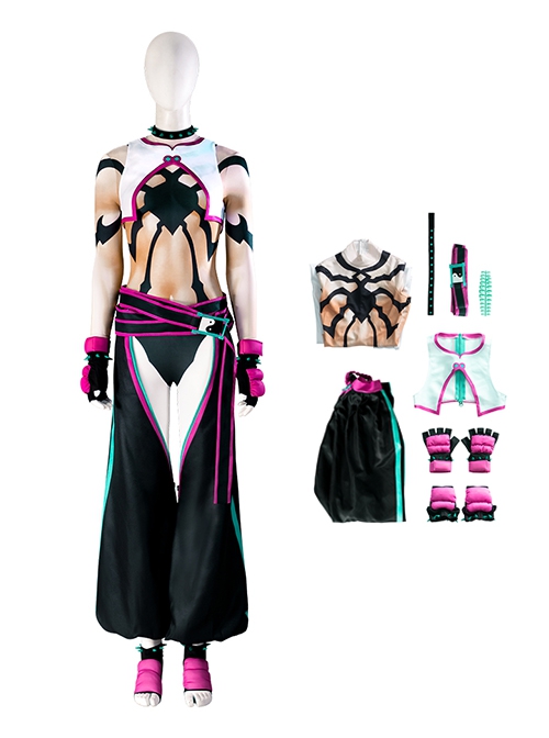 Street Fighter 6 Halloween Cosplay Han Juri Fighting Game Costume Set