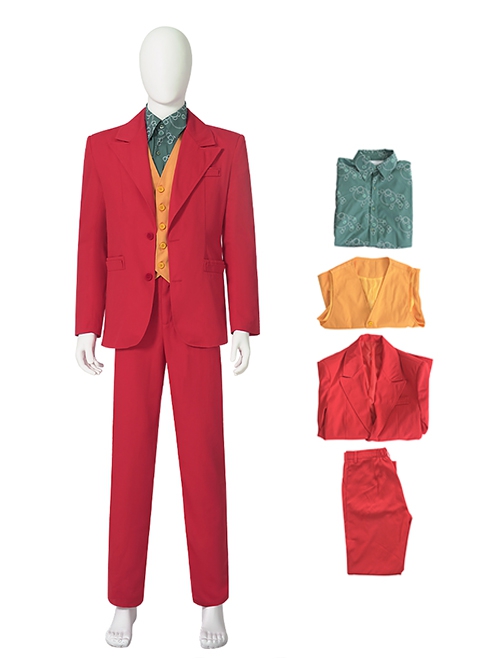 Movie The Joker Halloween Cosplay Arthur Fleck Costume Red Version Set Without Shoes