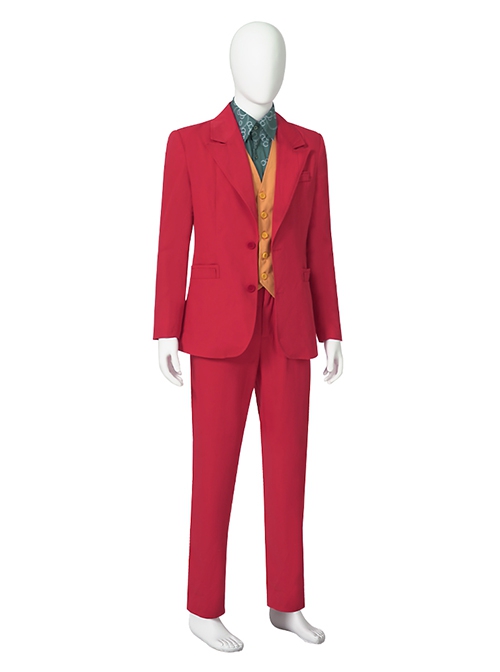 Movie The Joker Halloween Cosplay Arthur Fleck Costume Red Version Set Without Shoes