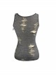 Punk Style Apricot Ripped Fabric Low Neckline Eyelet Lace Up Decoration Black Daily Sleeveless Vest