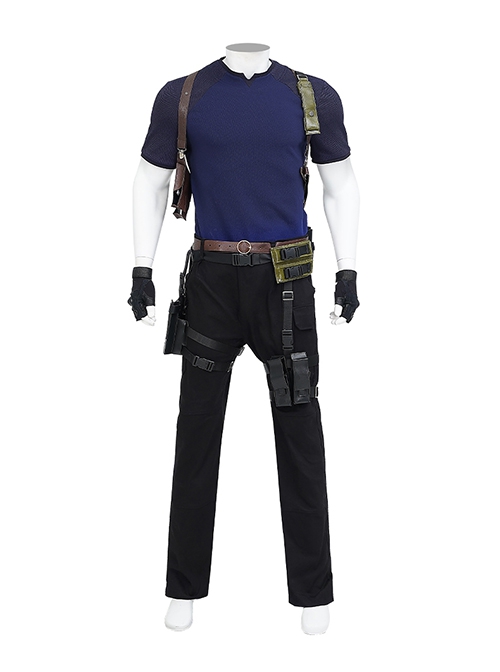 Resident Evil 4 Remake Halloween Cosplay Leon Scott Kennedy Costume Set Without Shoes