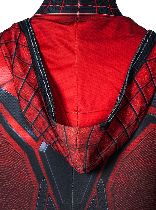 Spider Man Halloween Cosplay Miles Morales Crimson Hood Edition Costume Bodysuit Set