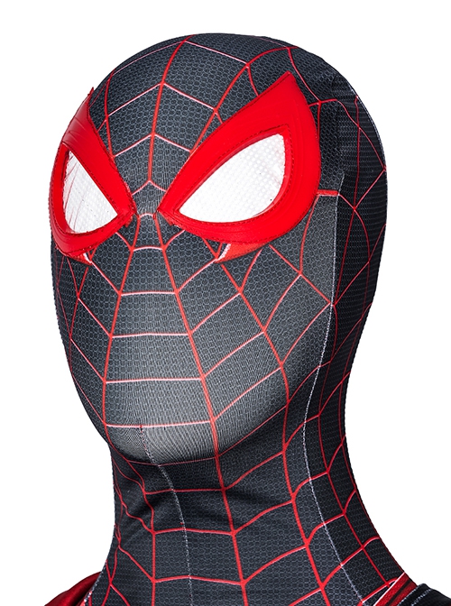 Spider Man Halloween Cosplay Miles Morales Crimson Hood Edition Costume Bodysuit Set