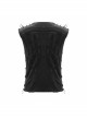 Punk Style Old Fashioned Elastic Knitted Patchwork With Cowhide Metal Rivet Shoulder Guards Decorated Black Sleeveless Vest