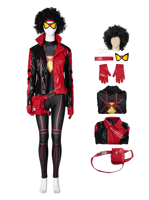 Animated Movies Spider-Man Across The Spider-Verse Halloween Cosplay Spider-Woman Jessica Miriam Drew Costume Set Without Boots