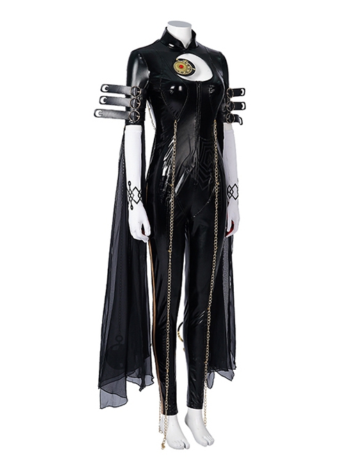 Game Halloween Cosplay Bayonetta Costume Black Bodysuit Full Set