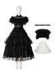 Wednesday Addams Halloween Cosplay School Ball Black Dress Costume Set Without Shoes And Socks