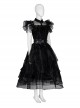 Wednesday Addams Halloween Cosplay Wednesday Costume Black Ball Dress Full Set