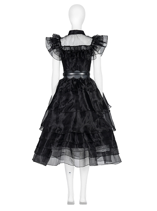 Wednesday Addams Halloween Cosplay Wednesday Costume Black Ball Dress Full Set