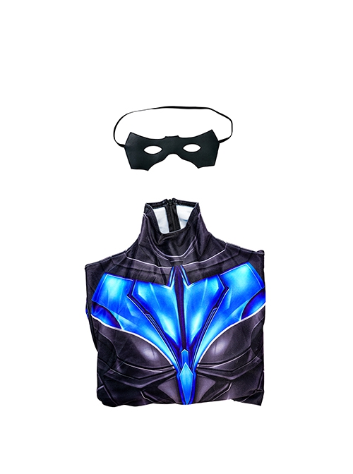 Titans Halloween Cosplay Nightwing Costume Black Blue Bodysuit Set