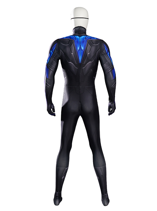 Titans Halloween Cosplay Nightwing Costume Black Blue Bodysuit Set