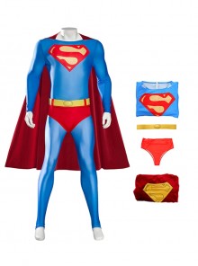 Superman 1978 Halloween Cosplay Jeff East Version Battle Suit Costume Set Without Boots