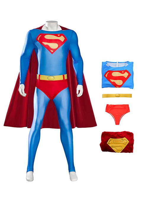 Superman 1978 Halloween Cosplay Jeff East Version Battle Suit Costume Set Without Boots