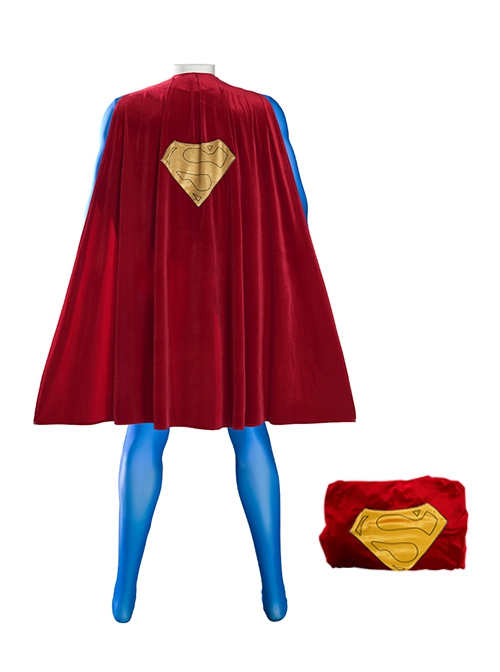 Superman 1978 Halloween Cosplay Jeff East Version Battle Suit Costume Red Cloak