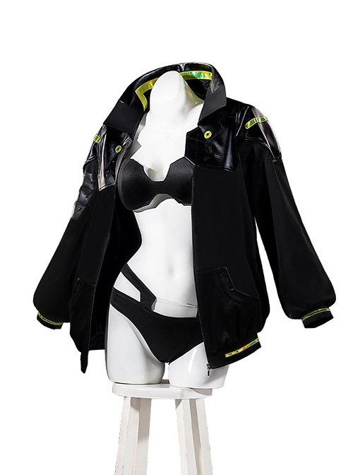 Cyberpunk Edgerunners Halloween Cosplay Rebecca Costume Black Coat