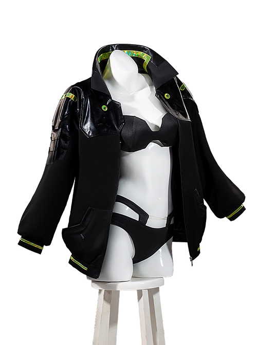 Cyberpunk Edgerunners Halloween Cosplay Rebecca Costume Black Coat