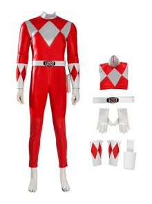 Mighty Morphin Power Rangers Halloween Cosplay Tyrannosaurus Red Ranger Costume Bodysuit Set Without Helmet Without Boots