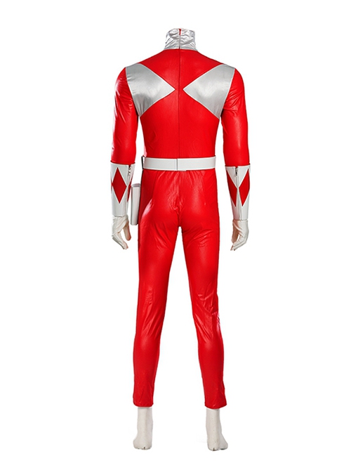 Mighty Morphin Power Rangers Halloween Cosplay Tyrannosaurus Red Ranger Costume Bodysuit Set Without Helmet Without Boots