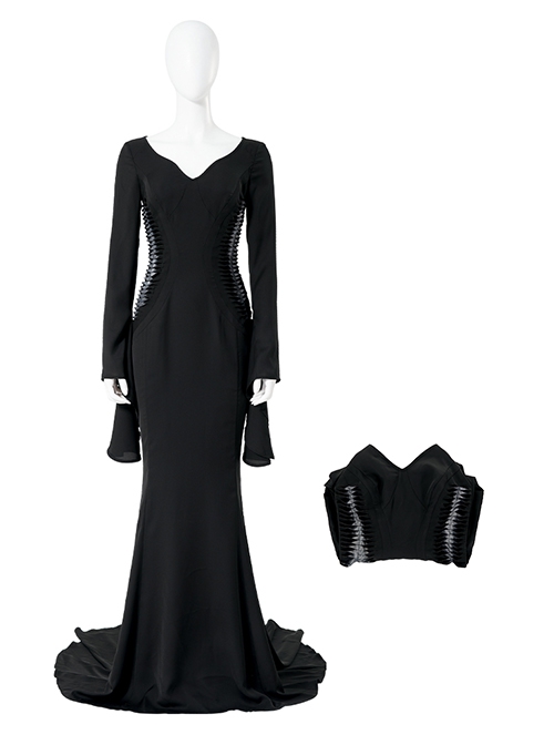 Wednesday Addams Halloween Cosplay Morticia Black Dress Costume