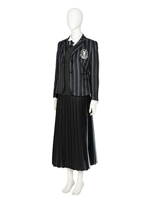 The Addams Family Halloween Cosplay Wednesday Addams School uniform version Costume Set Without Shoes Without Socks