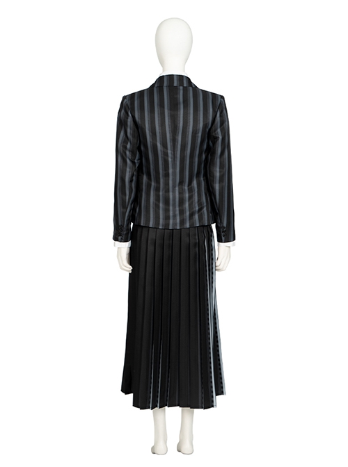 The Addams Family Halloween Cosplay Wednesday Addams School uniform version Costume Set Without Shoes Without Socks