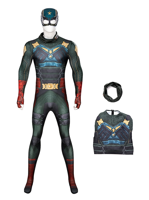 The Boys Halloween Cosplay Soldier Boy Costume Dark Green Bodysuit Set