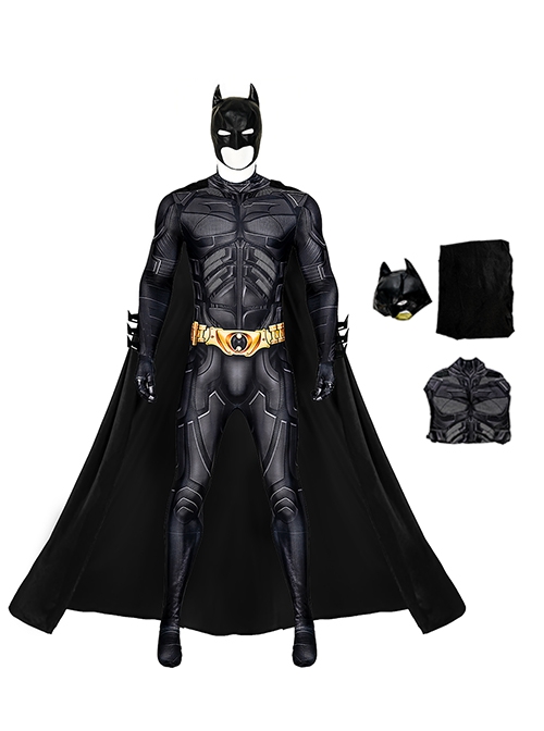 Batman The Dark Knight Halloween Cosplay Batman Costume Black Bodysuit Full Set