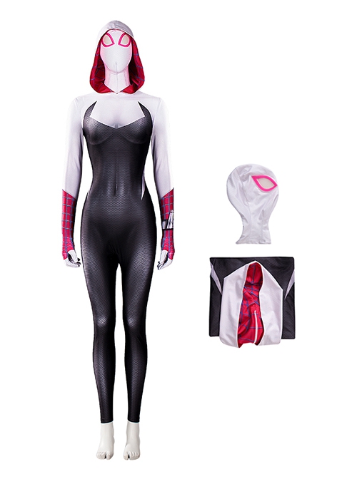 Spider Man Across The Spider Verse Halloween Cosplay Spider Gwen Pink Bodysuit Costume Set