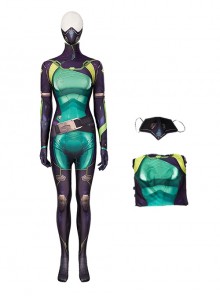 Game Valorant Controller Halloween Cosplay Viper Costume Printing Version Bodysuit Full Set