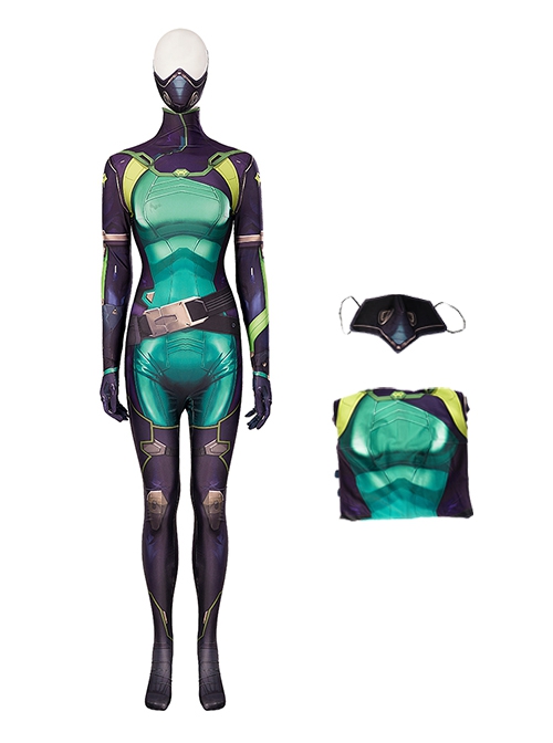 Game Valorant Controller Halloween Cosplay Viper Costume Printing Version Bodysuit Full Set