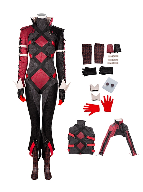 Game Gotham Knights Halloween Cosplay Harley Quinn Costume Bodysuit Set Without Shoes