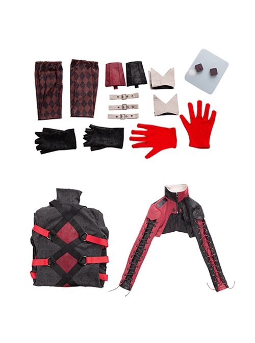 Game Gotham Knights Halloween Cosplay Harley Quinn Costume Bodysuit Set Without Shoes