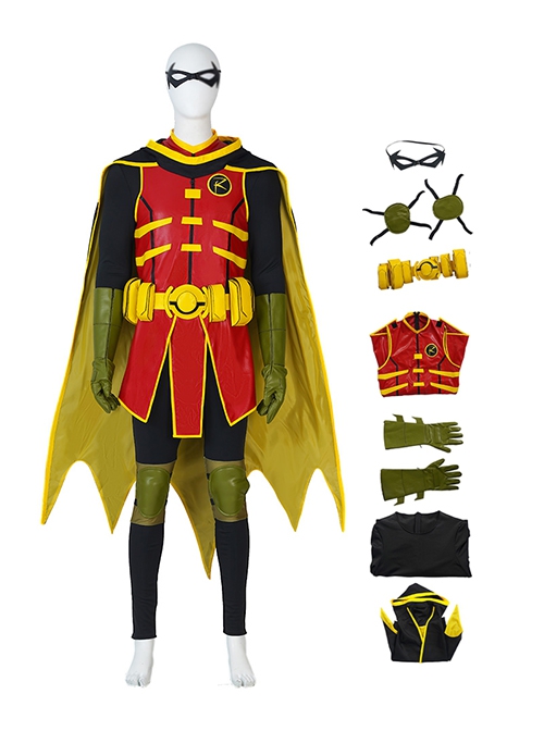 Batman And Superman Battle Of The Super Sons Halloween Cosplay Damian Wayne Costume Set Without Boots