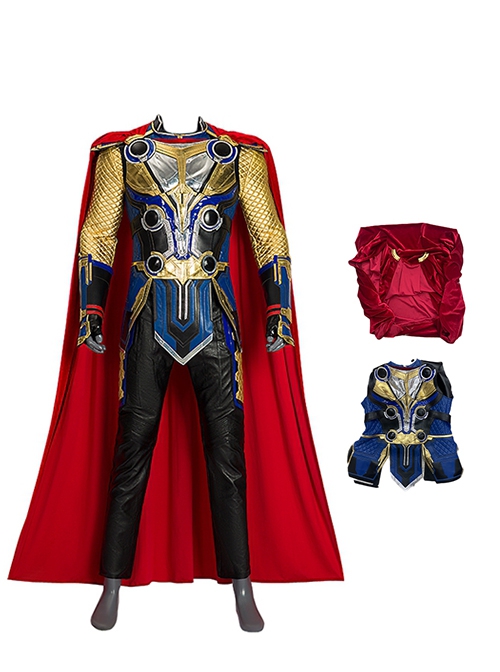 Thor Love And Thunder Halloween Cosplay Thor Odinson Long Sleeves Version Costume Armor And Red Cloak