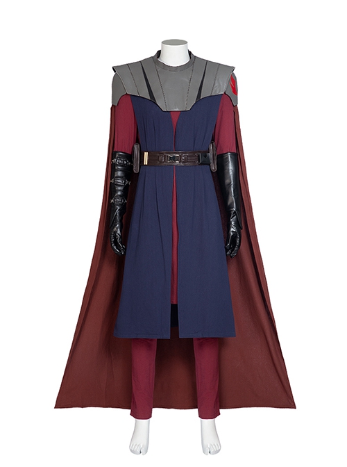 Animation Star Wars The Clone Wars Halloween Cosplay Anakin Skywalker Costume Red Top Brown Cloak