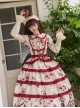 Apple Orchard Series Fruit Print Embroidery Cute Doll Collar Puff Sleeves Sweet Lolita Shirt Skirt Sleeves Headdress Set