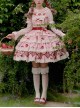 Apple Orchard Series Pastoral Pink Exquisite Embroidery Lace Ruffles Sweet Lolita Vest Skirt Triangular Scarf Headdress Set