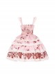 Apple Orchard Series Pastoral Pink Exquisite Embroidery Lace Ruffles Sweet Lolita Vest Skirt Triangular Scarf Headdress Set