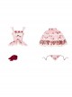 Apple Orchard Series Pastoral Pink Exquisite Embroidery Lace Ruffles Sweet Lolita Vest Skirt Triangular Scarf Headdress Set