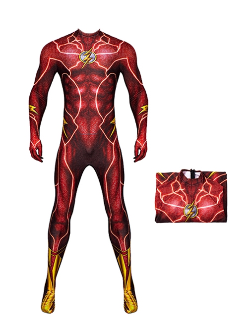 Flashpoint The Flash Halloween Cosplay Barry Allen Movie Version Costume Bodysuit