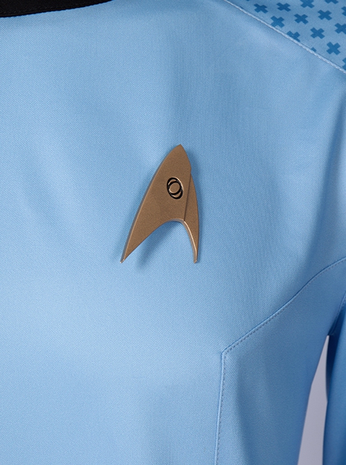 Star Trek Halloween Cosplay Blue Uniform Costume Male Blue Long Sleeve Top